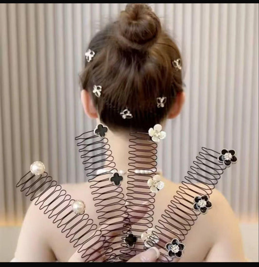 Stretchable Invisible Flower Hair Clips - Pack of 2